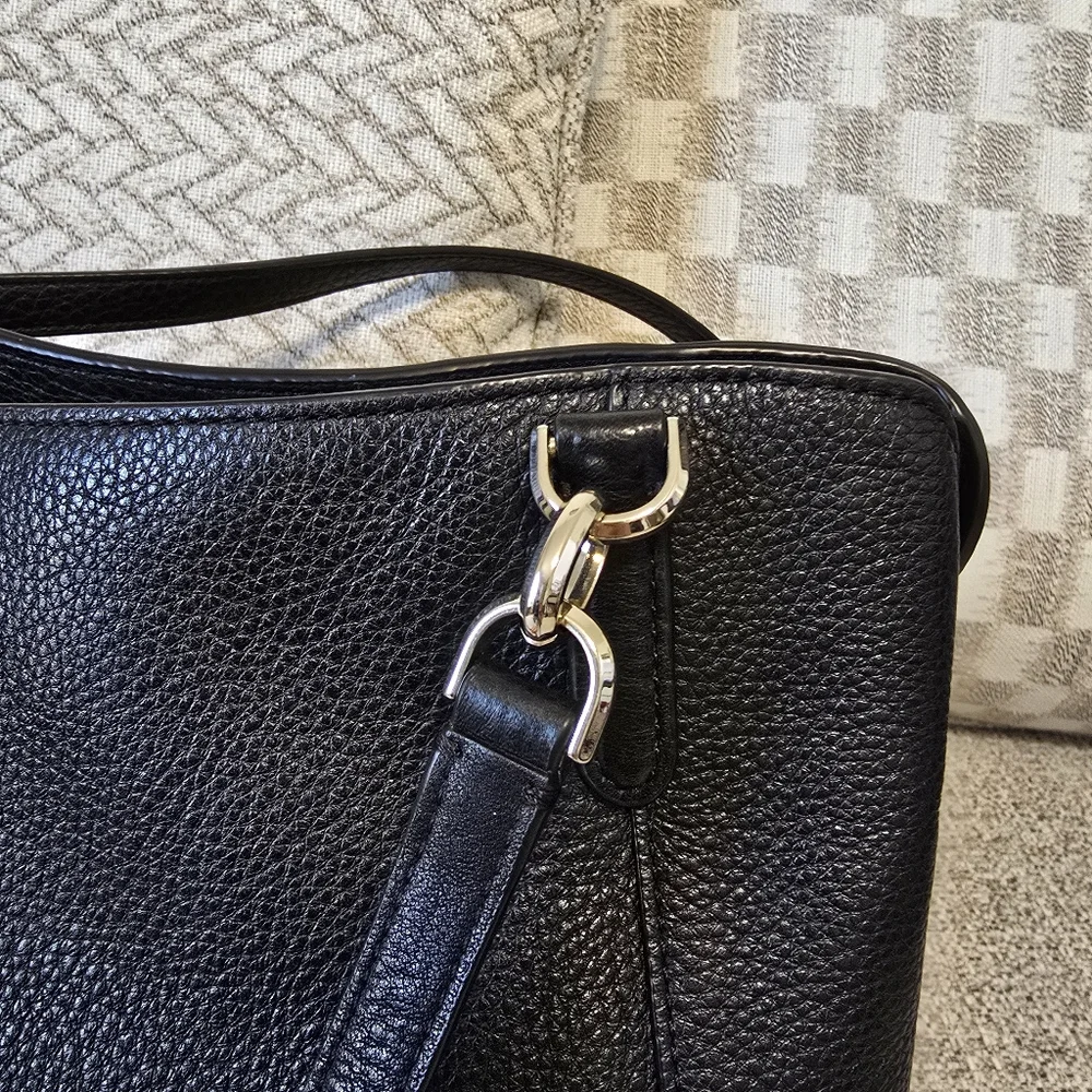 ♡ Kate Spade Black Leather Tote Bag EUC - Picture 5 of 11